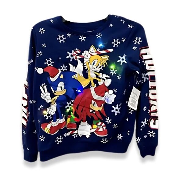 Sonic The Hedgehog Crewneck Sweatshirt with Graphic Print Multicolor 14/16 NWT - Picture 1 of 8